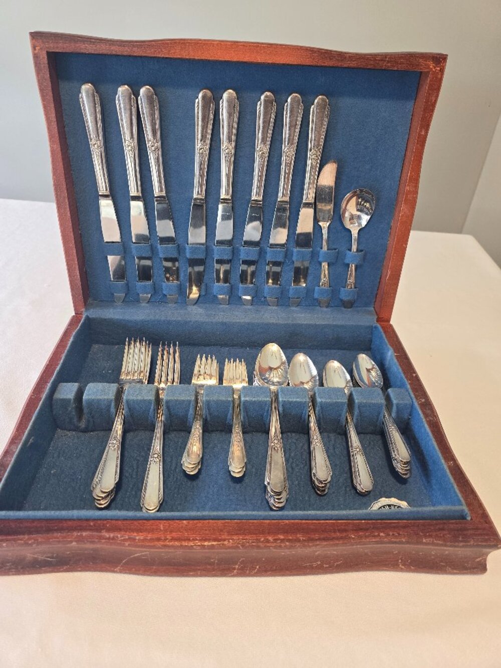 William Rogers Silver Plated Flatware in Wood Case